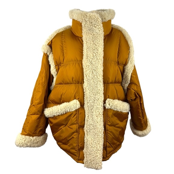 STAND STUDIO Dorothy Coat Down Jacket Caramel/Natural White Size 44 USA 12 - Picture 2 of 16